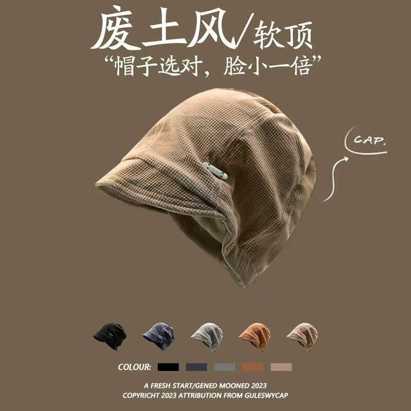 日系慵懒风堆堆帽新款帽子女大头围显脸小包头帽秋冬保暖护耳冷帽|undefined