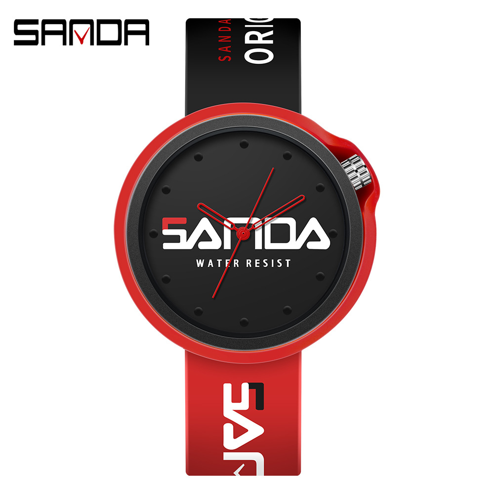 SANDA 3200 nuevo movimiento de cuarzo Correa silicona simple casual deportes al aire libre reloj estudiante