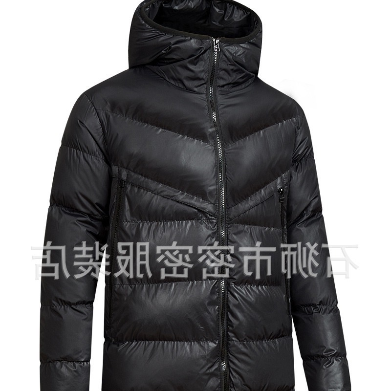 Men's cotton jacket, new winter model, warm mid-length cotton coat, thickened, hooded, black down cotton for teenagers 4409