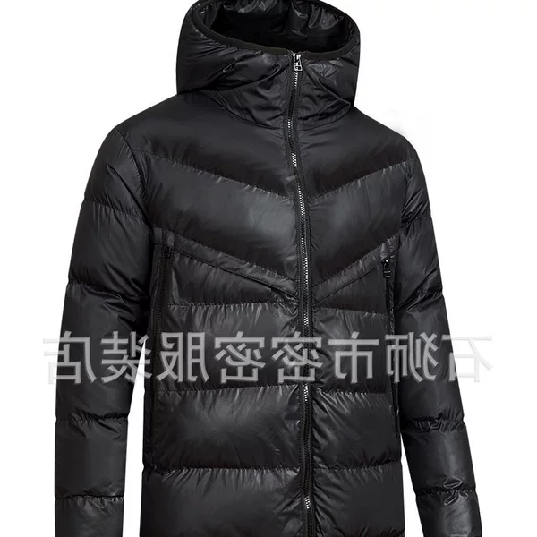 Men's cotton jacket, new winter model, warm mid-length cotton coat, thickened, hooded, black down cotton for teenagers 4409