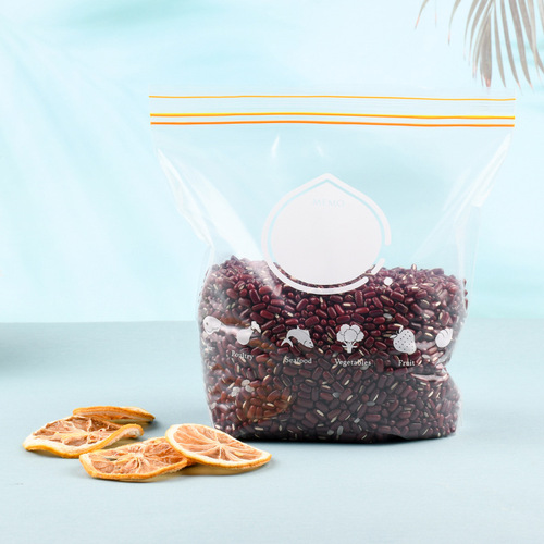 Household thickened food sealed fresh-keeping bag refrigerator refrigerated transparent removable PE double-ribbed sealed storage bag