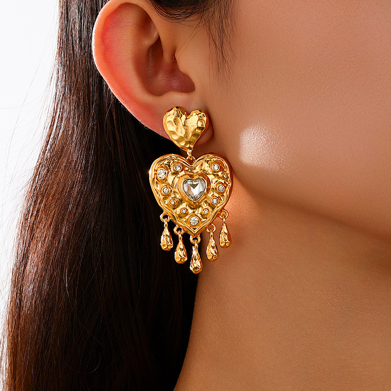 1 Pair of Retro Gorgeous Jewelry Metal Love Tassel Diamond Earrings Women's Earrings Party Valentine's Day 1 Pair of Retro Gorgeous Jewelry Metal Love Tassel Diamond Earrings Women's Earrings Party Valentine's Day