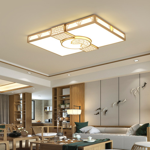 新中式吸顶灯全屋灯具套餐简约现代灯金色长方形客厅灯1米圆形灯