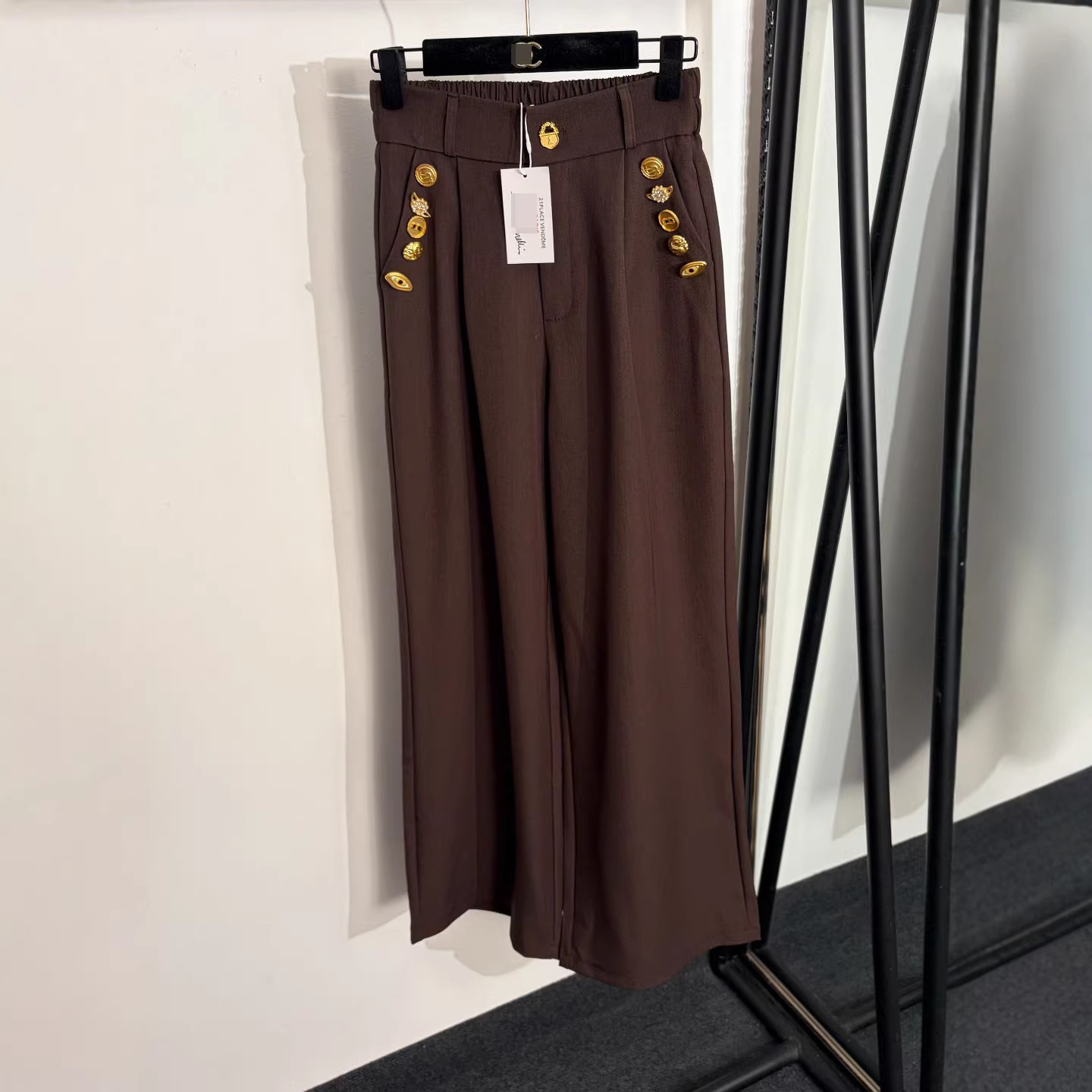 Nanyou High-End Export Dopamine New Style Pocket Irregular Gold Button High-Waisted Drapey Straight-Leg Slimming Suit Trousers