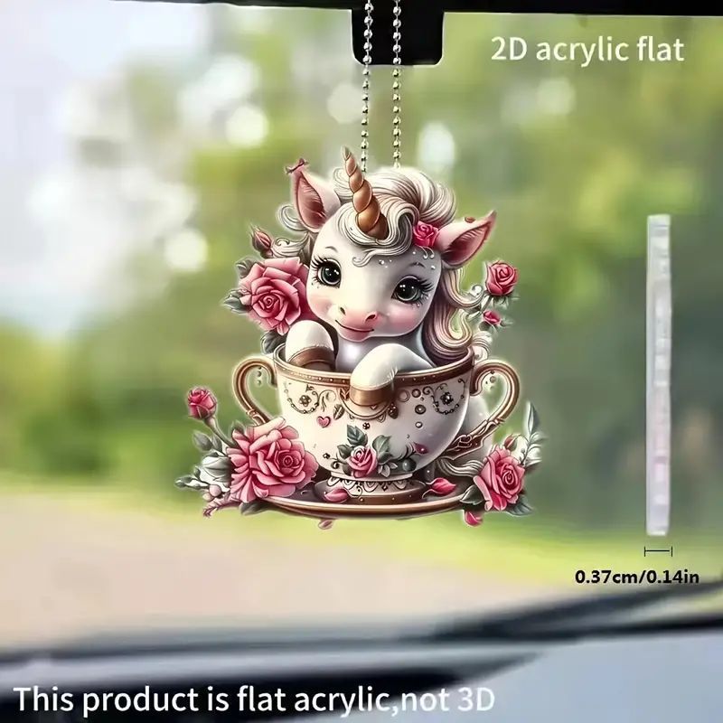 Creativo y exquisito menú unicornio nuevo colgante plano transfronterizo automóvil espejo retrovisor interior decoración colgante mochila