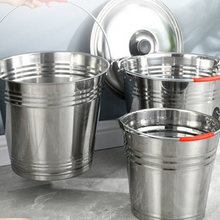 Stainless Steel Bucket, Round Barrel, Trash Can, Iron Barrel, Household Water Storage Barrel with Lid, Satchel Food-Grade Bucket, Extra Thick Barrel