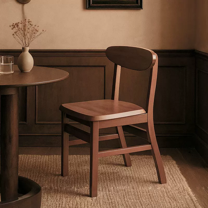 中古风餐椅实木椅子餐桌椅客厅凳子久坐舒适轻奢椅子家用靠背餐椅