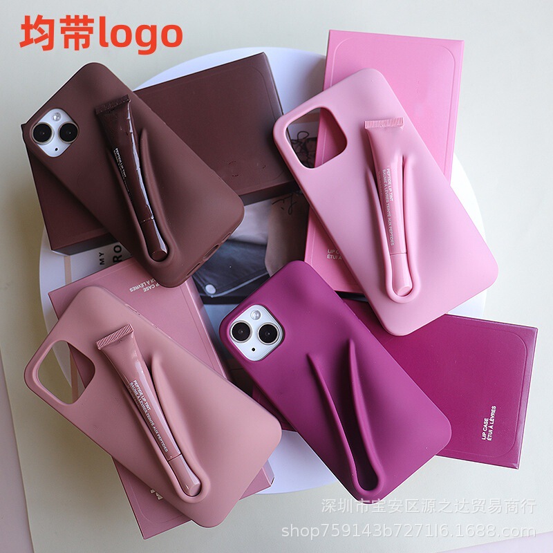 Hailey's Same Lipstick, Lip Glaze, Lip Gloss, Silicone Suitable for Iphone17Pro Mobile Phone Case with the Same Color and Anti-Fall Protection