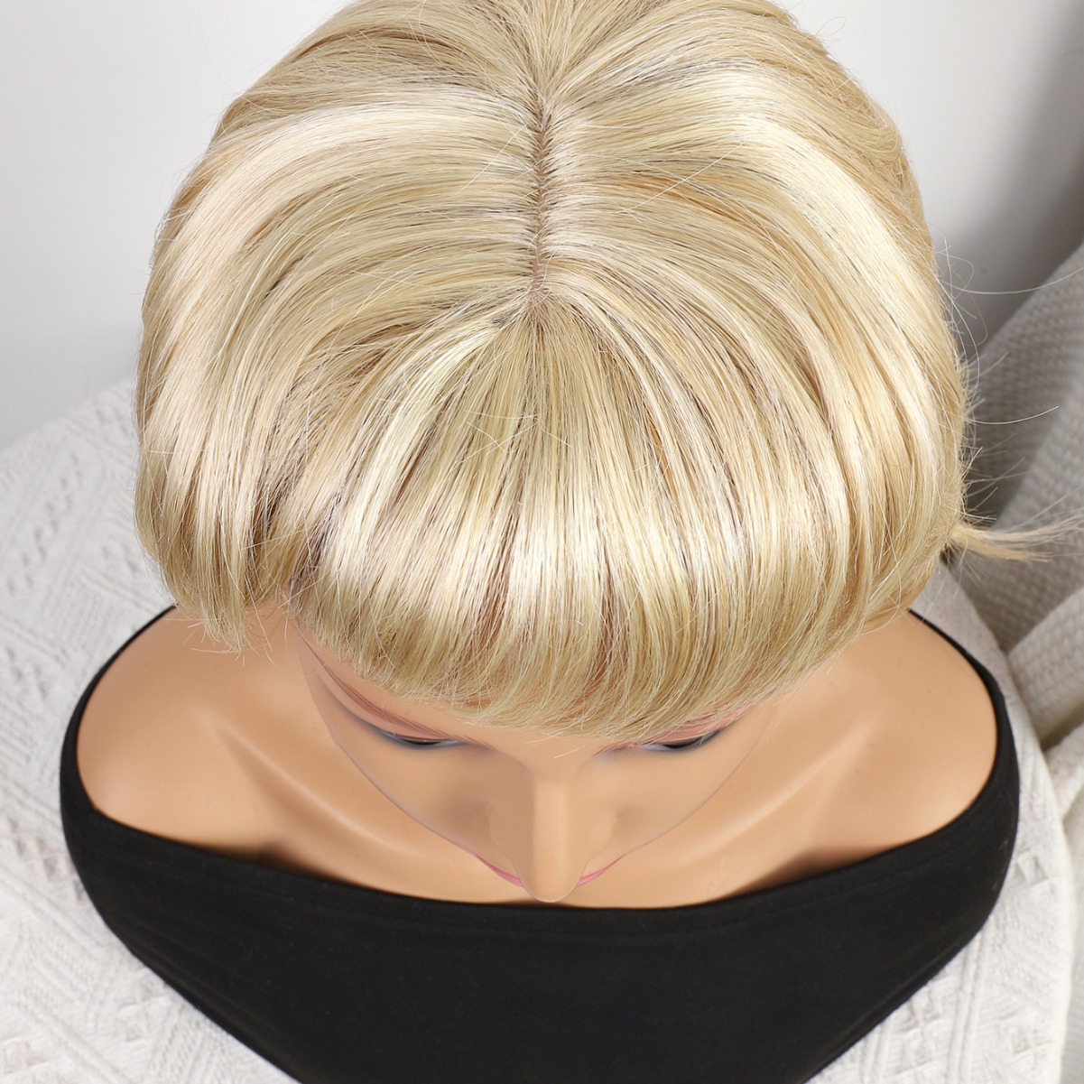 Cabeza de bob de fibra química al por mayor peluca de pelo de estudiante mecanismo de peluca cubierta de cabeza