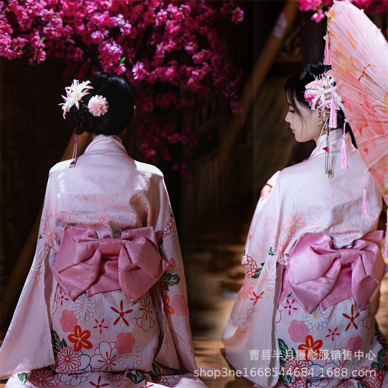 Japanese-Style Improved Kimono Women's Formal Dress Traditional Dress Japanese-Style Yukata Photo Photography Clothing