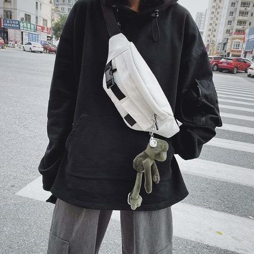 Bagins Japanese origami workwear chest bag for women Korean version student canvas crossbody waist bag trendy