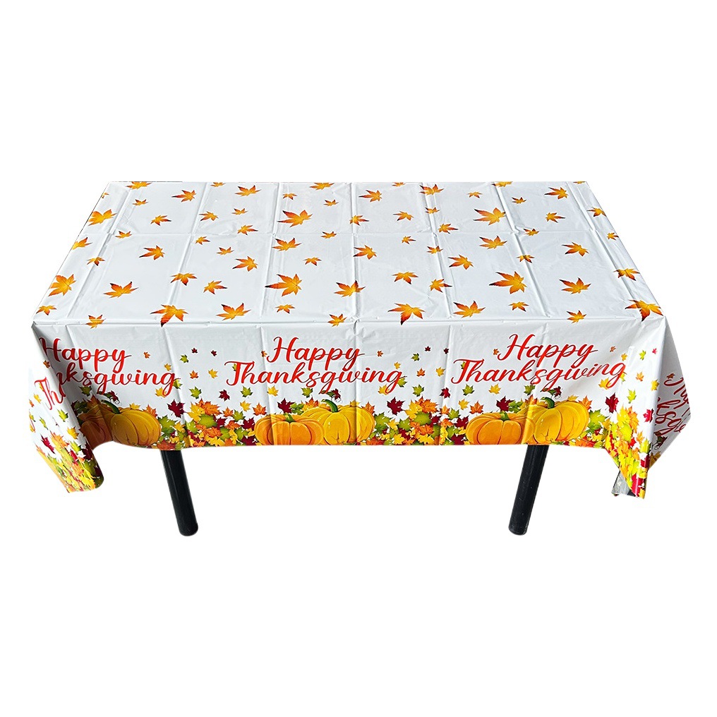 Mantel para decoración de fiestas, serie de Acción de Gracias, mantel desechable con diseño de hoja de arce, mantel de calabaza para el Día de Mayo