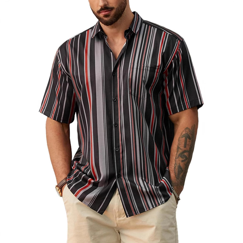 Hardaddy Men's Striped Shirt Casual Short Sleeve Button down Summer Hawaiian Shirt Full Size[S-5Xl Hardaddy Men's Striped Shirt Casual Short Sleeve Button down Summer Hawaiian Shirt Full Size[S-5Xl