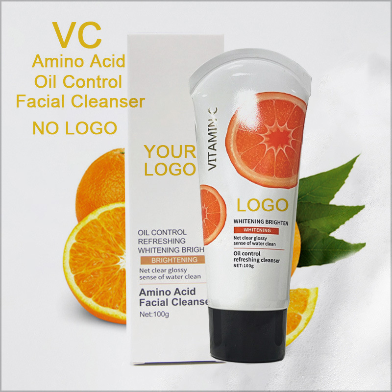Cross-border foreign trade neutral LOGO-free facial cleansing skin care facial cleanser mild oil control VC amino acid facial cleanser