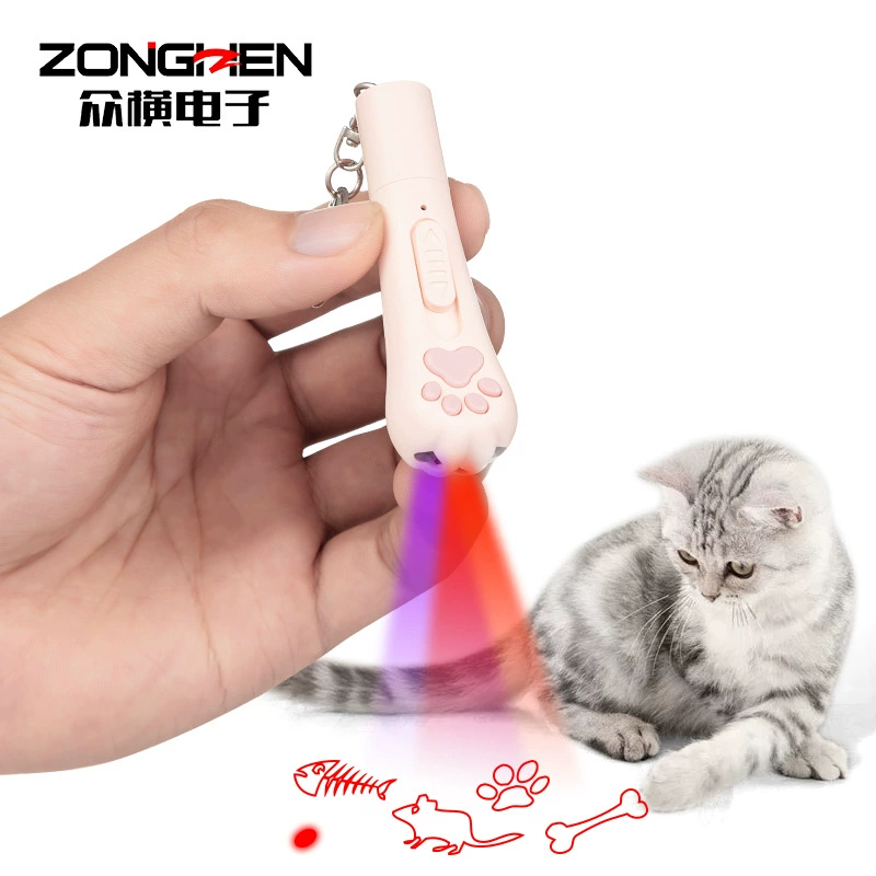 Мини-портативный USB-зарядка лазерная забавная кошачья палочка мульти-узор фиолетовый свет кошачья игрушка забавная кошка ручка для животных
