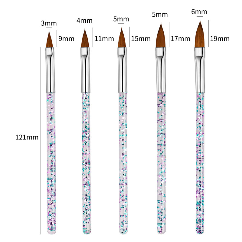 美甲笔5支装水晶笔透明杆雕花彩绘美甲笔套装水晶甲延长美甲工具