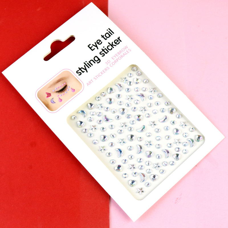 Transfronterizo AB diamantes coloridos joyas de maquillaje de ojos maquillaje facial pegatinas de diamante para niños espectáculo de escenario pegatinas faciales pegatinas de cristal perlas
