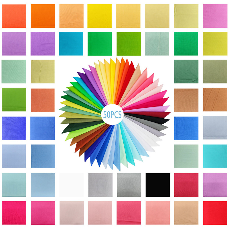 Cross-Border Pure Cotton Solid Color Fabric Handmade DIY Patchwork Fabric Set 50 Pieces Pure Cotton Fabric Wholesale Cross-Border Pure Cotton Solid Color Fabric Handmade DIY Patchwork Fabric Set 50 Pieces Pure Cotton Fabric Wholesale