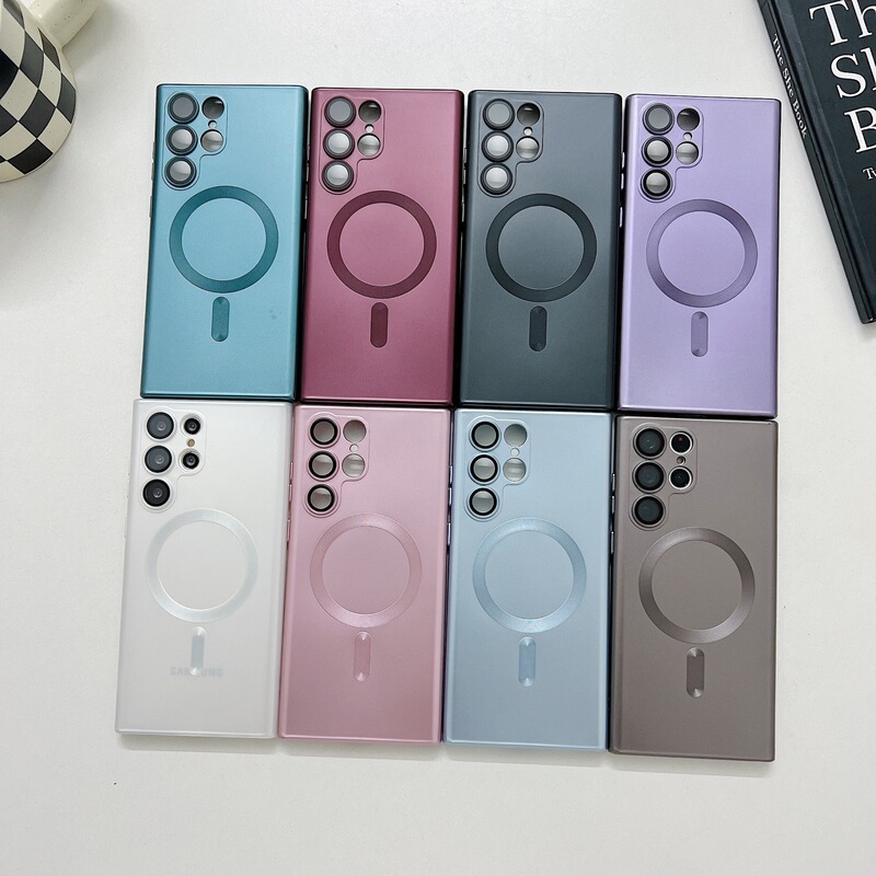 For Samsung S24ultra magnetic suction phone case S23 fuel injection skin feeling with lens film note20 drop-proof plus