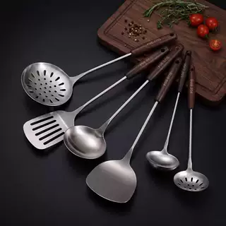 304不锈钢锅铲 木柄厨具套装 炒菜铲子汤勺漏勺煎铲 家用厨房用具