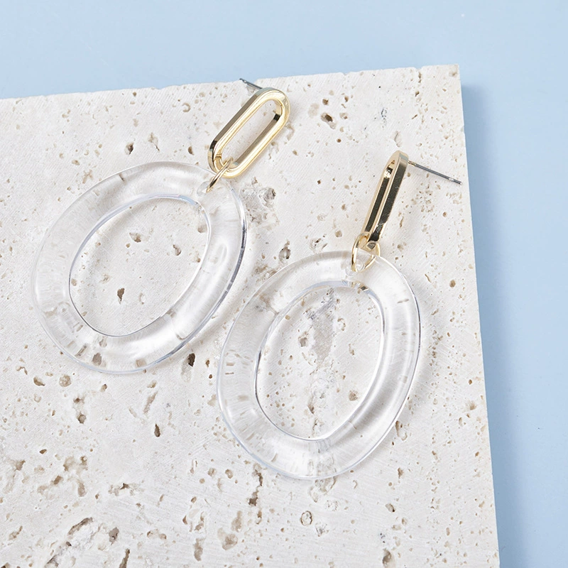Fashionable transparent sophisticated earrings, European style, Birthday gift
