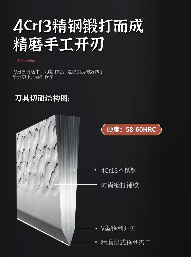 跨境爆款彩木柄锤纹钢头刀具套装厨房不锈钢日式锋利厨师刀三德刀