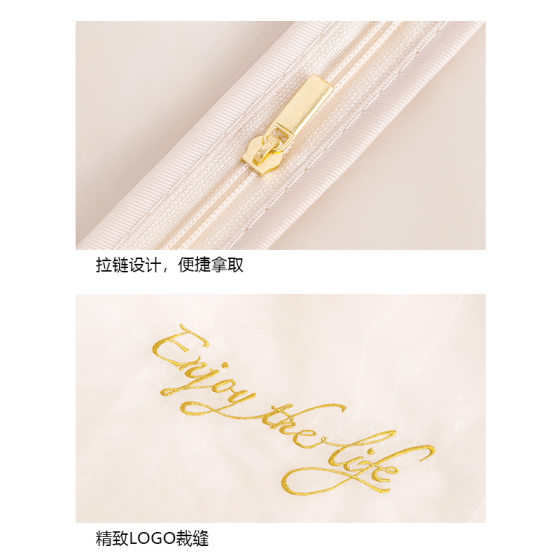 Organza Glossy Breathable Fur Clothes Dust Cover Embroidered Coat Storage Bag Silk Cashmere Hanging Bag Protective Cover