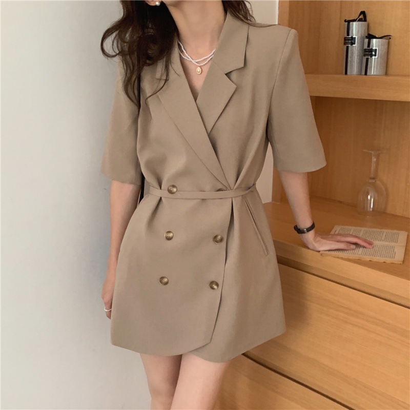 New Style Suit Dress Women's Xia Yangqi Waist And Thin Short Sleeves Small Temperament Short Skirt Wholesale One Piece On Behalf Of The Hair