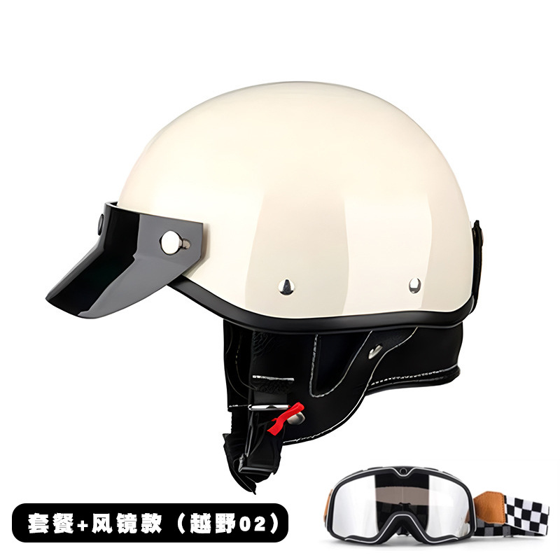 Summer Women's Men's – Motuoche Motosiklet kaskı (dəbilqə) - mt-2-milky-white-goggles-m