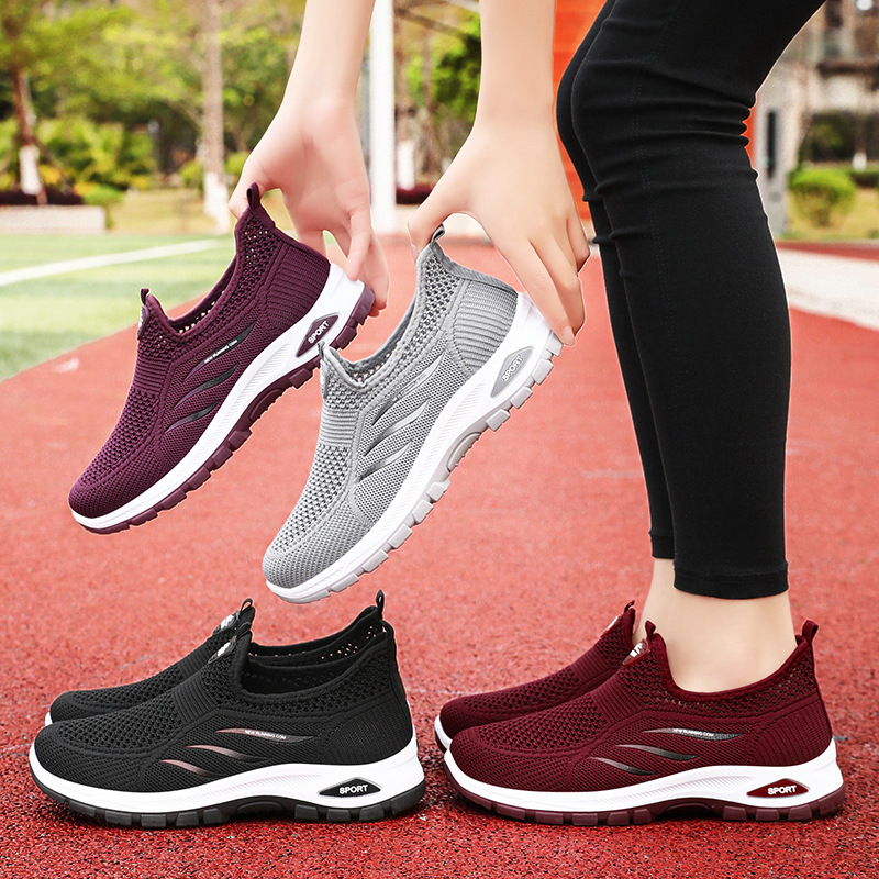 Zapatos de mujer zapatos de malla transpirable de tejido volador de verano zapatos casuales de tendencia diaria zapatos deportivos cómodos de suela suave zapatos individuales de todo fósforo