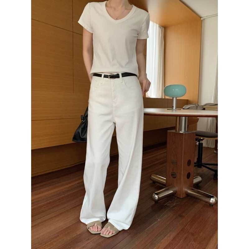 Cross-Border Luxury Fashion New Style Comfortable Versatile Pants Simple Straight-Leg Pants Slimming Denim Long Pants Summer Tencel Straight Pants Cross-Border Luxury Fashion New Style Comfortable Versatile Pants Simple Straight-Leg Pants Slimming Denim Long Pants Summer Tencel Straight Pants