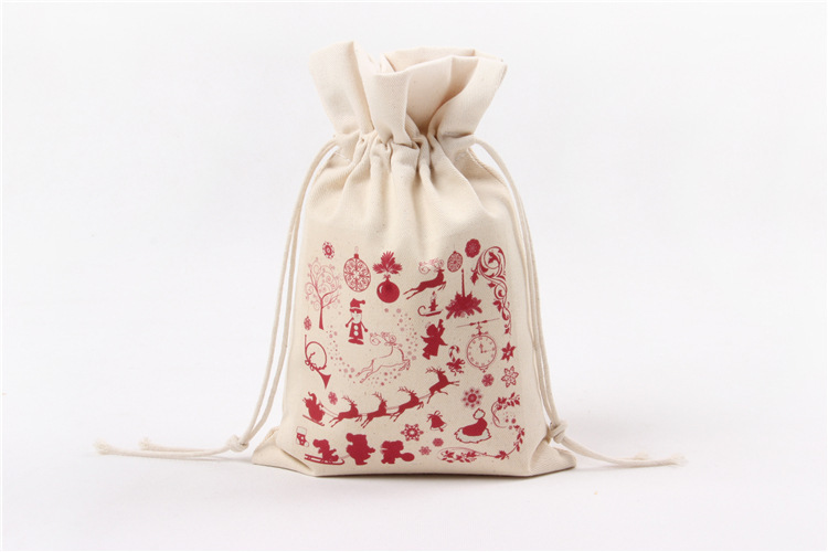 A245 logo printed canvas storage bag with drawstring closure, gift pocket, portable for Christmas packaging gifts undefined