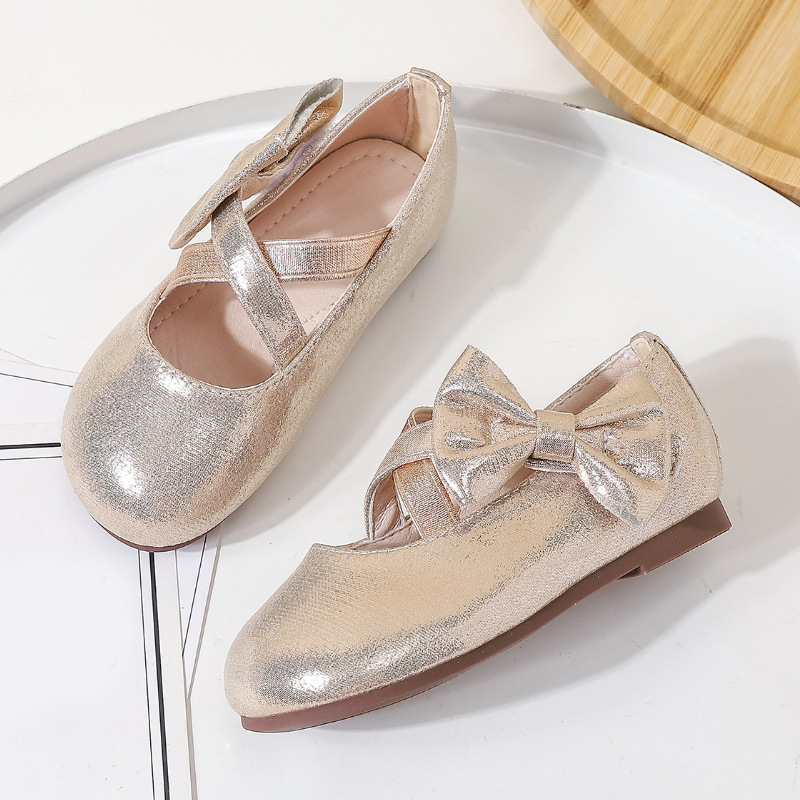 Girl's Basic Vintage Style Solid Color Bowknot Round Toe Flats display picture 4