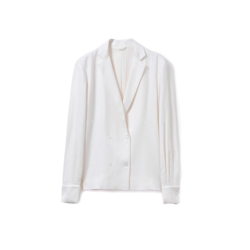Jue Zan Version Australian Merino Wool Short Double-Breasted Shell Button Blazer