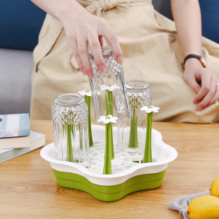 Creative wine cup holder draining cup holder double-layer tray household tea cup storage rack upside down living room tea tray manufacturer