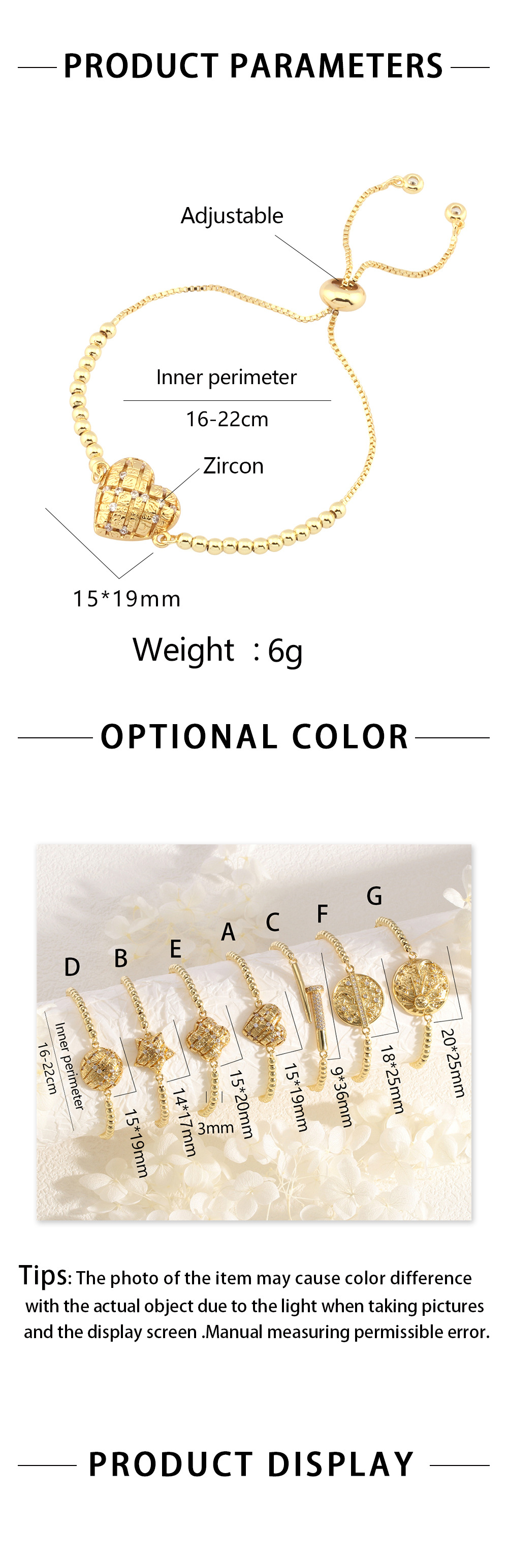 10g Weight Copper Pendant Material Zircon Inlay Material Bracelets Classification Copper Chain Material Daily Occasion Copper Material Sun, Moon, Heart Shape Pattern Women's Gender Beaded, Star Design Simple Style Style Copper Simple Style Beaded Star Sun Moon Heart Shape Zircon Bracelets 无