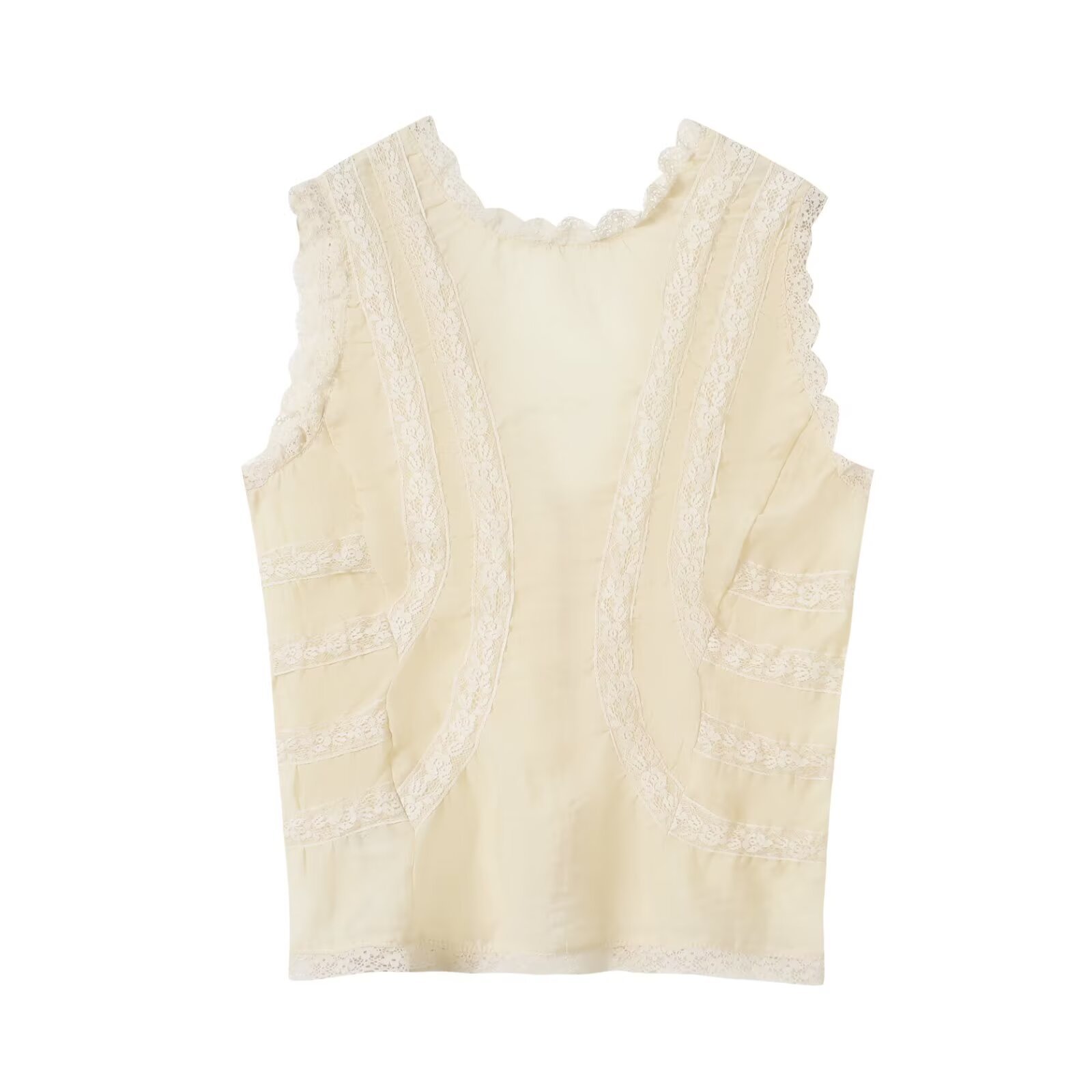TAOP & ZA mujer primavera 2026 nueva moda versátil cuello en v sin mangas chaleco de encaje image 2