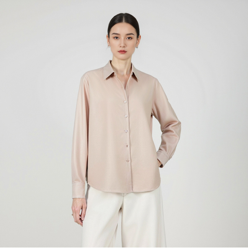 Autumn New Style Sheep Wool Shirt Women's Unisex Long-Sleeved Old Money Style Retro Lapel Shirt Slimming Look Work Clothing Women's Clothing