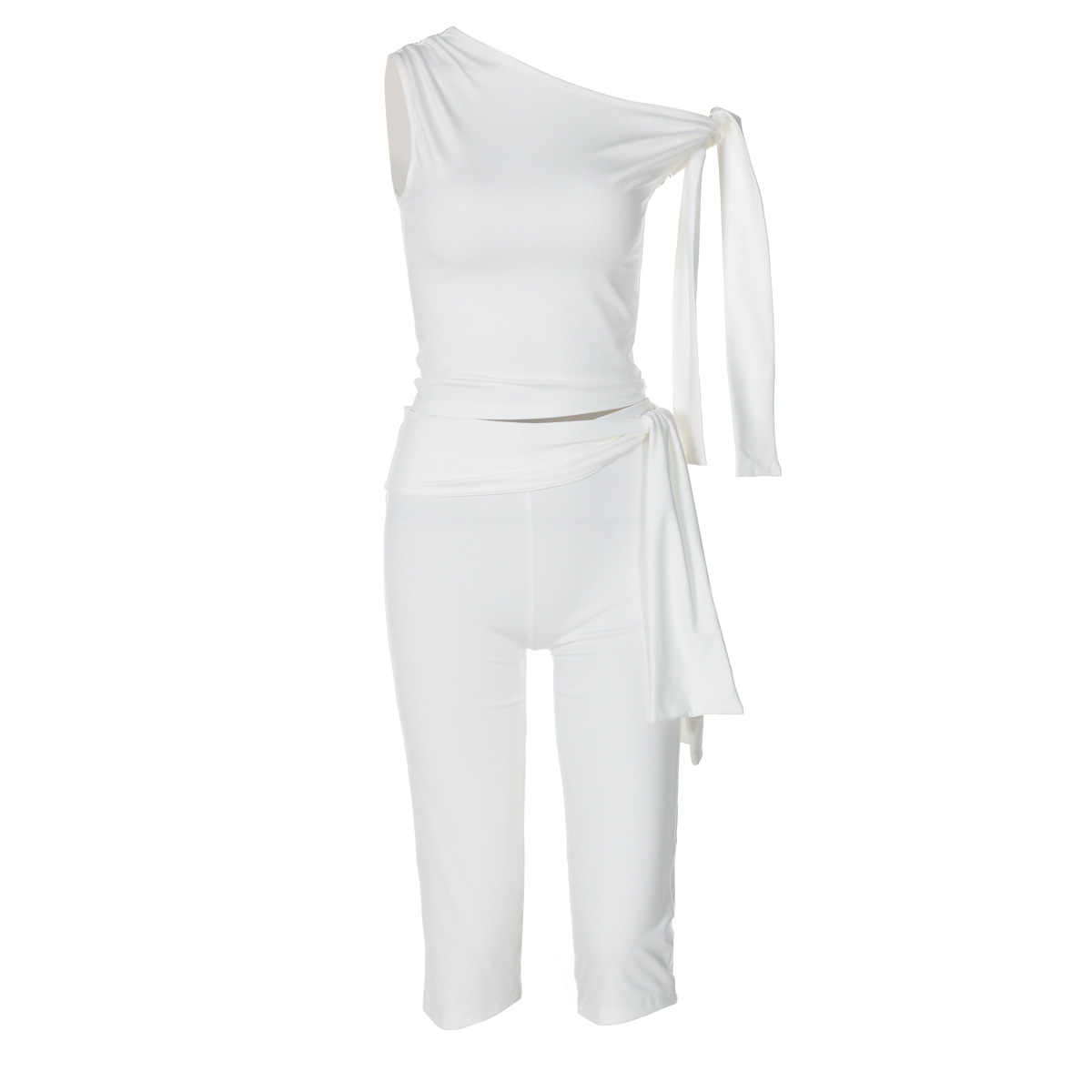 336g Weight Sleeveless Sleeve Length Spandex, Polyester Fabric Type Pant Co-ord Set Sets Type 2 Pieces Set Quantity Holiday Occasion Oblique collar Neckline Skinny Fit Type Solid Color Pattern Summer, Spring Season Women's Gender Sexy, Streetwear Style Holiday Women's Sexy Streetwear Solid Color Spandex Polyester Pant Co-ord Set Pants Sets 27