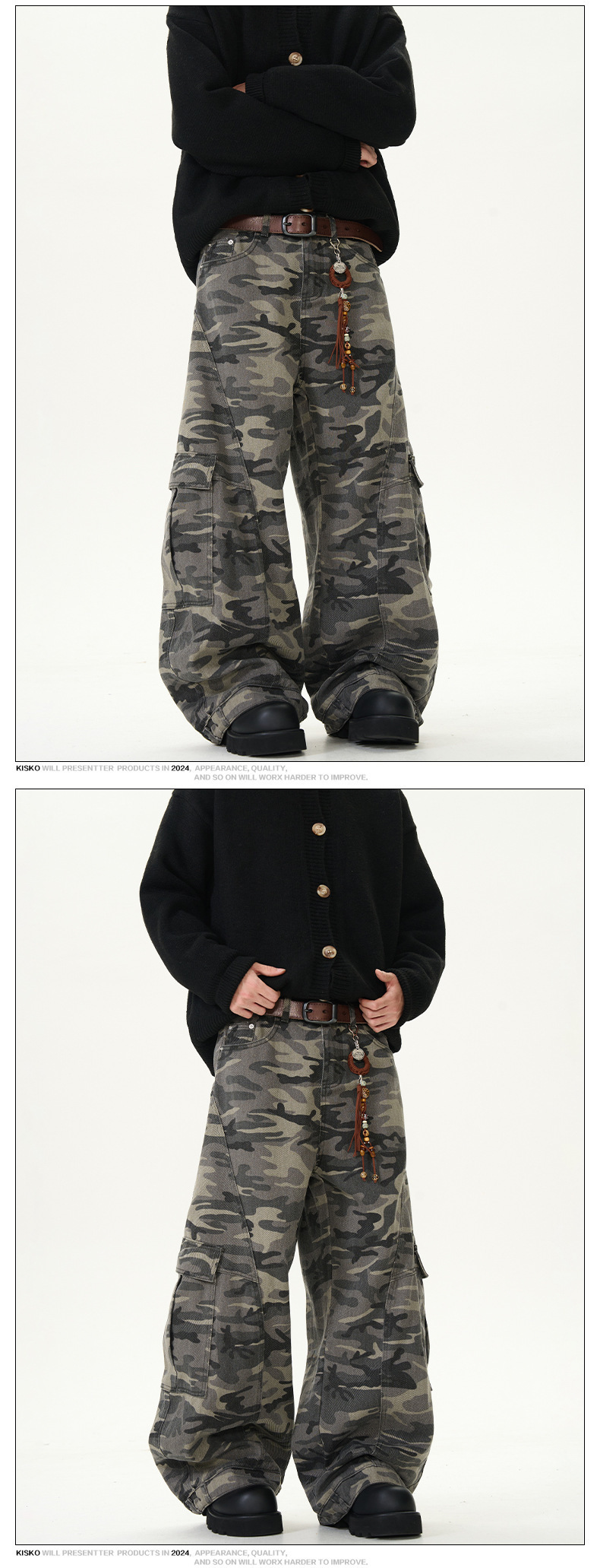 Vintage militaire camo cargobroek voor dames en heren_voghion.com