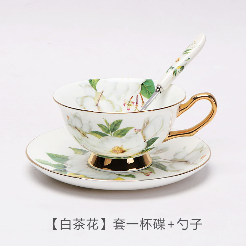 Juego de tazas y platillos de café de porcelana de hueso de estilo europeo exquisito y ligero juego de té de la tarde británico de lujo caja de regalo de alta gama