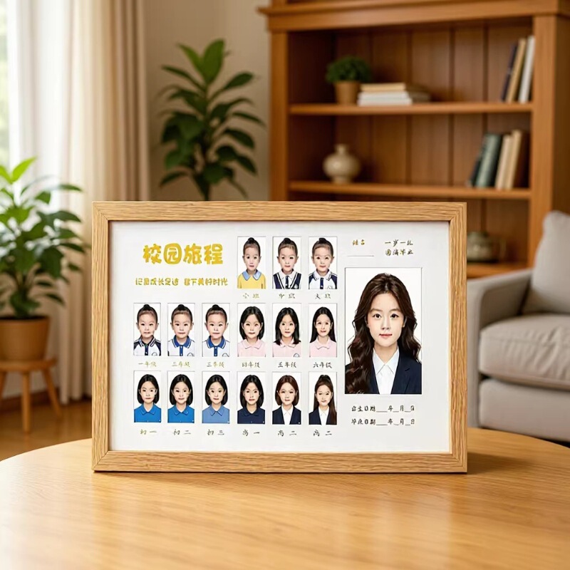 Campus Journey Photo Frame Display Stand for Children Aged 1-18 to Record Their Growth 2inch Photo Id Mother's Day Gift