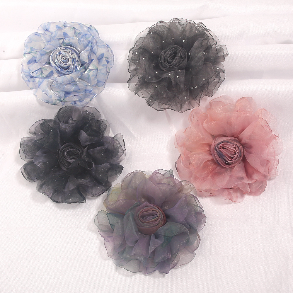 Korean-style vintage pleated mermaid silk edge burnt edge rose DIY handmade clothing, shoe, bag accessories, hairpin accessories