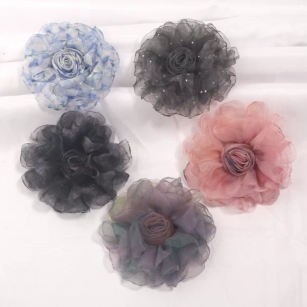 Korean-style vintage pleated mermaid silk edge burnt edge rose DIY handmade clothing, shoe, bag accessories, hairpin accessories