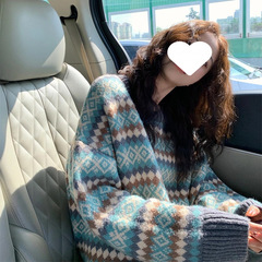 韩国秋冬新款时尚小香风甜美麻花纹针织衫提花纹镂空套头毛衣