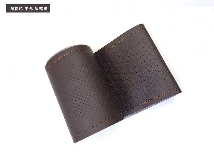 Neutral Middle Hole True Microfiber Leather Hand-Stitched Steering Wheel Cover Colorful Factory Direct Sales Supports Dropshipping Leather Car Handle Cover
