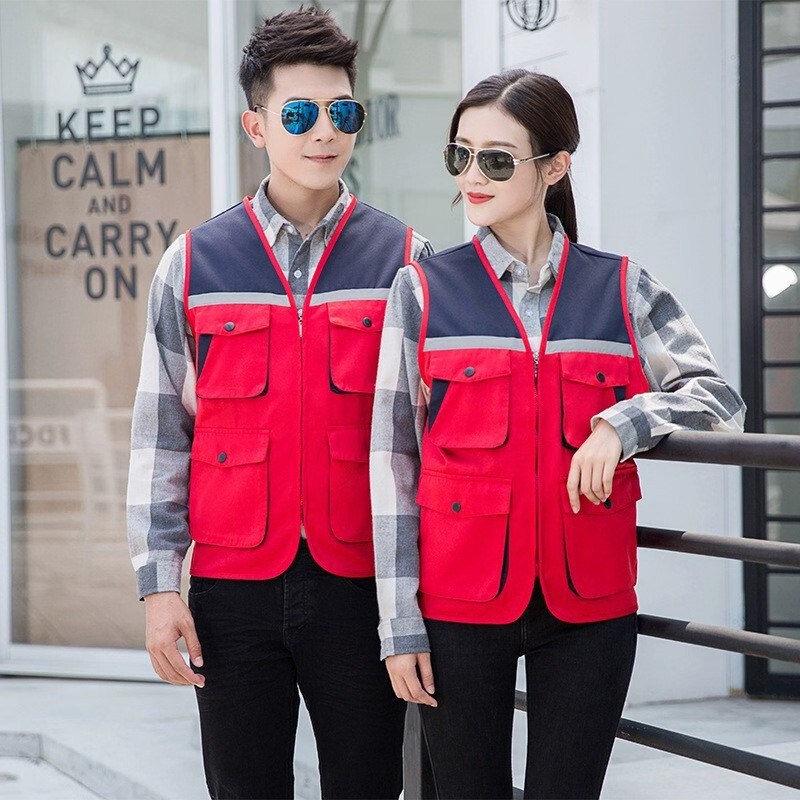 工作服马甲印logo工地拼色反光装修团队背心多口袋志愿者工装定制|undefined