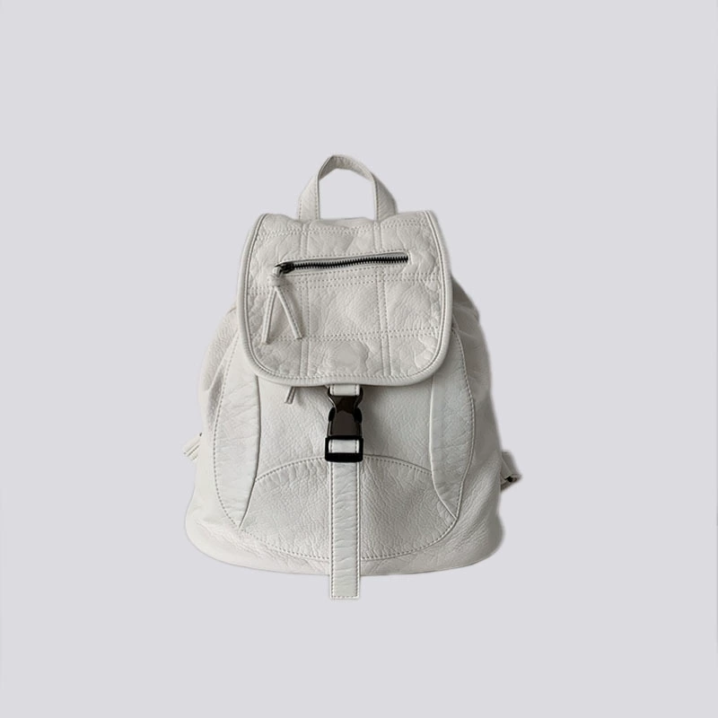 (Cross-border trading), white retro backpack, capacious purse, bag, American style, drawstring