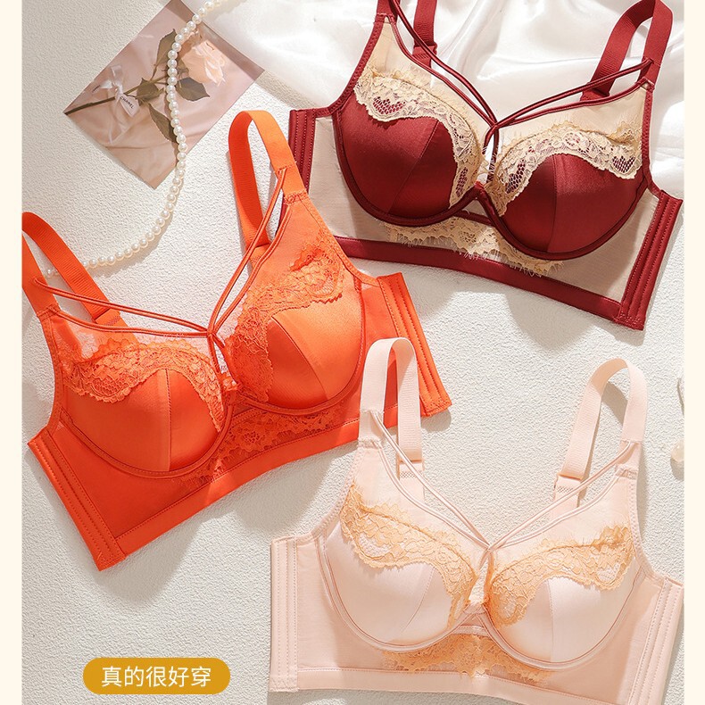 Plus-Size French-Style Push-Up Bra That Minimizes Large Busts, Ancora Red Lingerie for Women, Adjustable Side-Gathering Anti-Sagging Thin Bra Plus-Size French-Style Push-Up Bra That Minimizes Large Busts, Ancora Red Lingerie for Women, Adjustable Side-Gathering Anti-Sagging Thin Bra