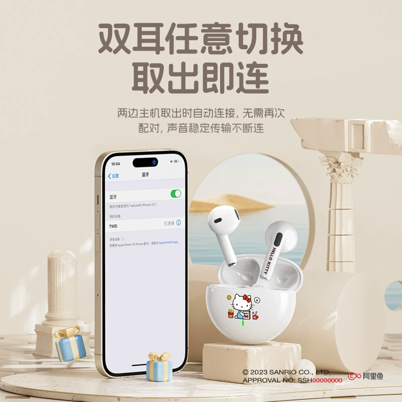 Sanrio K26 полностью беспроводные Bluetooth-наушники, маленькие и милые, мультяшная девушка Kuromi, полу-вкладыши с шумоподавлением